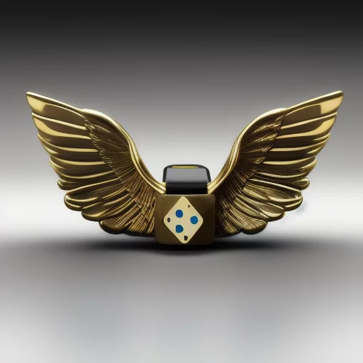 13328099-Playing dice with wings, 35mm, sharp, high gloss, brass, cinematic atmosphere, panoramic.webp